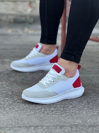Wagoon WG063 Beyaz Kırmızı Triko Erkek Spor Ayakkabı