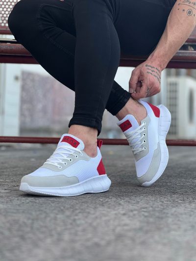 Wagoon WG063 Beyaz Kırmızı Triko Erkek Spor Ayakkabı