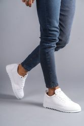 SLW152 Cool Bağcıklı Cilt Erkek Günlük Spor Klasik Ayakkabı CBT - Beyaz