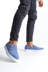 SLW180 Estilo X Bağcıksız Süet Erkek Günlük Spor Klasik Ayakkabı SBT - Mavi