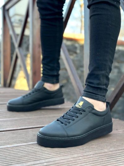 BA0104 Bağcıklı Siyah Cilt  Spor Klasik Erkek Ayakkabı