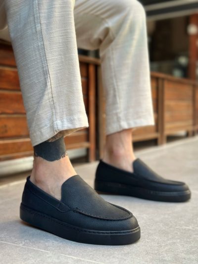 BA0241 Bağcıksız Siyah Taban Cilt Erkek Ayakkabı