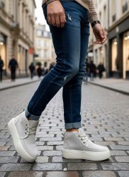 BA0550 İçi Kürklü Bağcıklı Krem Erkek Tarz Spor Bot