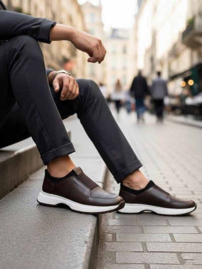 BA0244 İçi Dışı Hakiki Deri Bantlı Rahat Taban Casual Kahverengi Erkek Ayakkabı