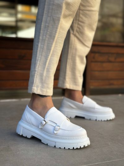 BA0242 Tokalı Klasik Yüksek Taban Beyaz Erkek Ayakkabı