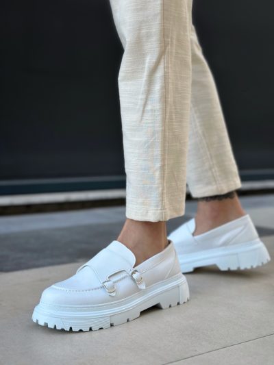 BA0242 Tokalı Klasik Yüksek Taban Beyaz Erkek Ayakkabı