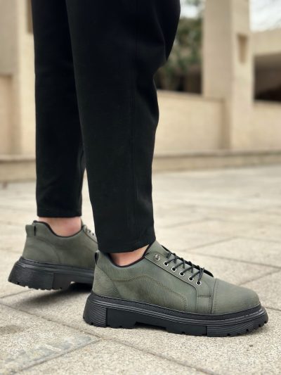 BA0245 Haki Akıllı Lastik Bağcık Yüksek Taban Günlük Erkek Ayakkabı