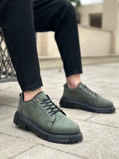 BA0245 Haki Akıllı Lastik Bağcık Yüksek Taban Günlük Erkek Ayakkabı