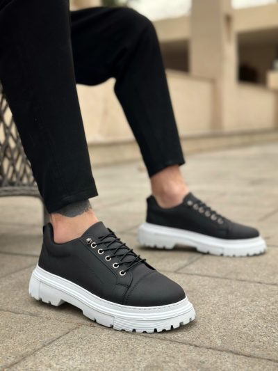 BA0245 Siyah Akıllı Lastik Bağcık Yüksek Taban Günlük Erkek Ayakkabı