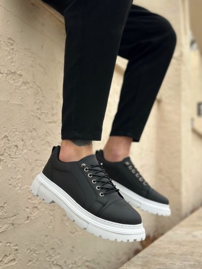 BA0245 Siyah Akıllı Lastik Bağcık Yüksek Taban Günlük Erkek Ayakkabı