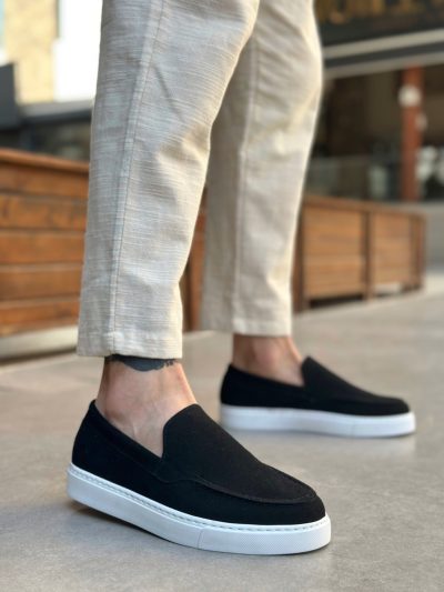 BA0241 Bağcıksız Yüksek Taban Siyah Süet Erkek Ayakkabı